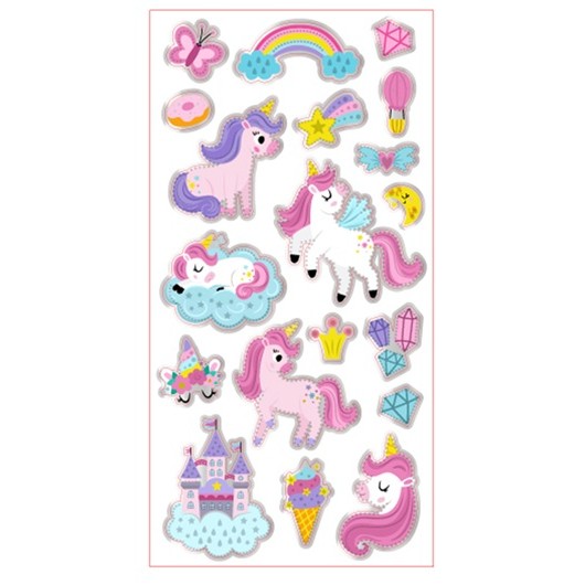 PEGATINAS 3D BURBUJA UNICORNIOS