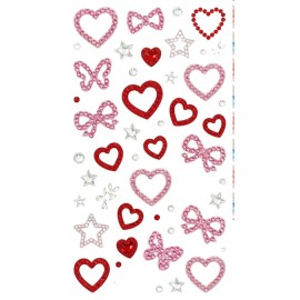 PEGATINAS DIAMANTES BRILLANTES LAZOS Y CORAZONES 2