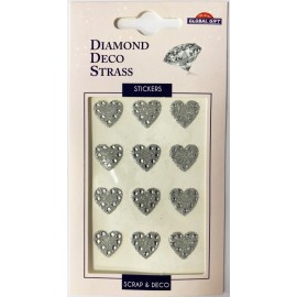 PEGATINAS DIAMOND DECO STRASS CORAZONES PLATEADOS