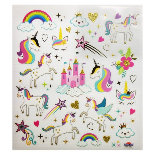 PEGATINAS CLASSY CASTILLO Y UNICORNIOS GLITTER