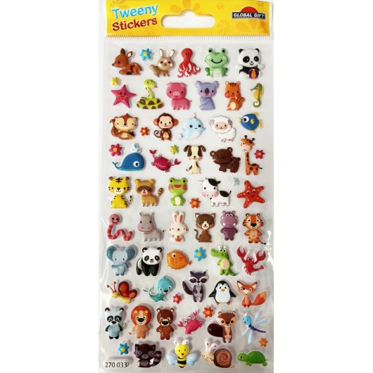 PEGATINAS TWEENY FOAMY ANIMALES ADORABLES GLITTER
