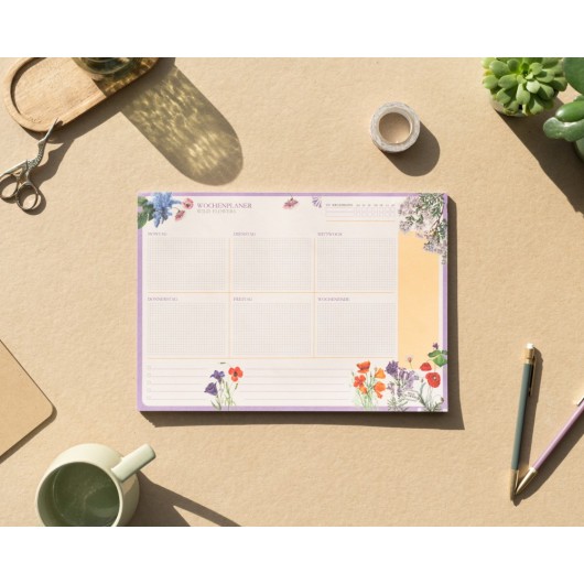 BLOC PLANIFICADOR SEMANAL A4 WILD FLOWERS ALEMAN