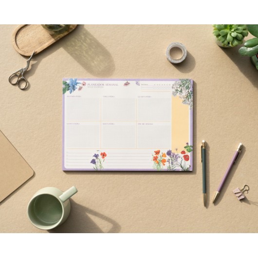 BLOC PLANIFICADOR SEMANAL A4 WILD FLOWERS PORTUGUES