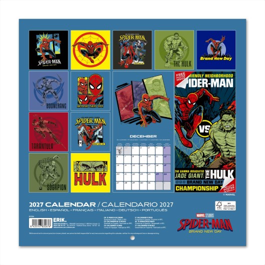 CALENDARIO 2027 30X30 MARVEL SPIDERMAN BRAND NEW DAY