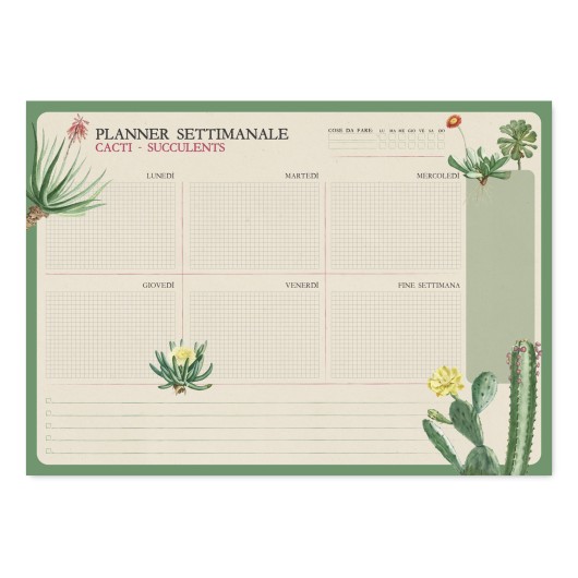 BLOC PLANIFICADOR SEMANAL A4 BOTANICAL CACTI ITALIANO KOKONOTE