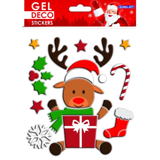 PEGATINAS GEL DECO NAVIDAD RENO NAVIDEÑO