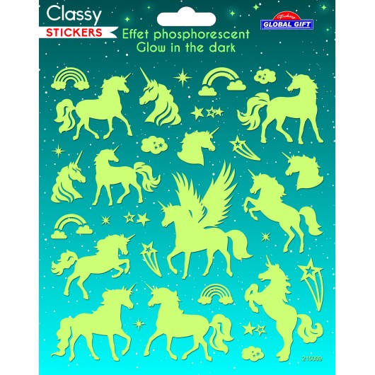 PEGATINAS CLASSY UNICORNIOS BRILLO EN LA OSCURIDAD