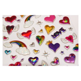 PEGATINAS TWEENY FOAMY CORAZONES Y ARCOIRIS BRILLO