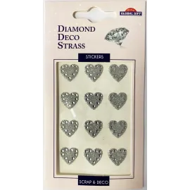PEGATINAS DIAMOND DECO STRASS CORAZONES PLATEADOS
