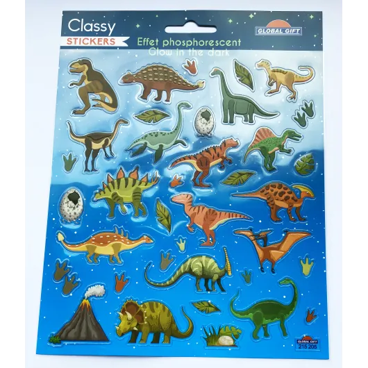 PEGATINAS CLASSY DINOSAURIOS BRILLO EN LA OSCURIDAD