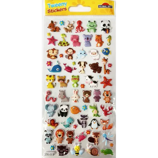 PEGATINAS TWEENY FOAMY ANIMALES ADORABLES GLITTER