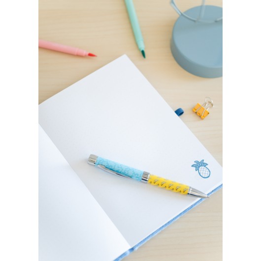 CUADERNO TAPA FELPA A5 PREMIUM CON BOLIGRAFO PROYECTOR DISNEY STITCH TROPICAL