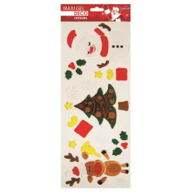 STICKERS MAXI GEL DÉCO NOËL RENNE ET PAPA NOËL