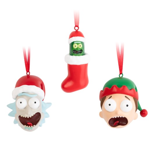 PACK DE 3 DECORATIONS DE NOEL RICK & MORTY - RICK, MORTY ET PICKLE RICK