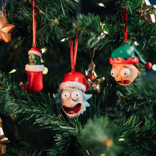 PACK DE 3 DECORATIONS DE NOEL RICK & MORTY - RICK, MORTY ET PICKLE RICK