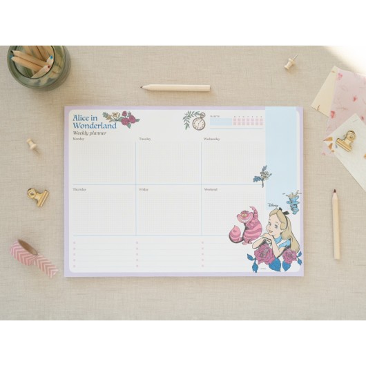 BLOC PLANIFICATEUR HEBDOMADAIRE A4 DISNEY ALICE AU PAYS DES MERVEILLES