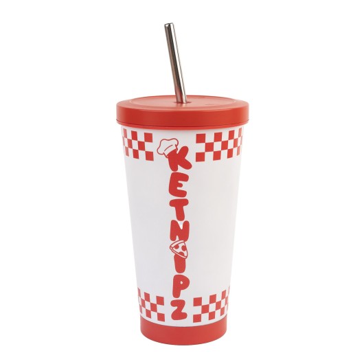 VERRE EN ACIER AVEC PAILLE KETNIPZ