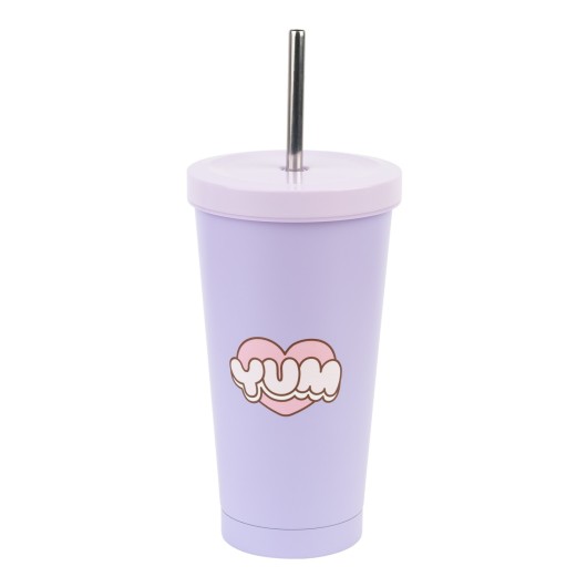 VERRE EN ACIER AVEC PAILLE PUSHEEN MOMENTS