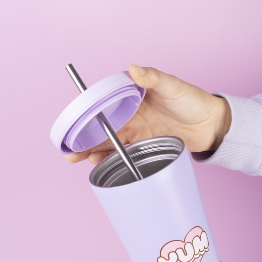 VERRE EN ACIER AVEC PAILLE PUSHEEN MOMENTS