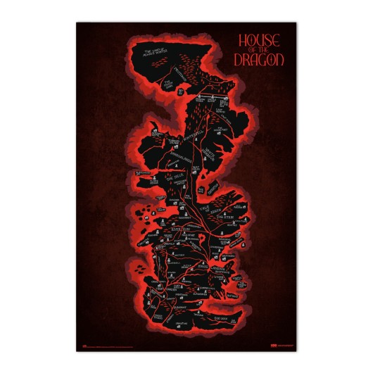 POSTER GAME OF THRONES LA MAISON DU DRAGON CARTE DE WESTEROS