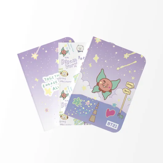 PACK 3 CARNETS A6 BT21 THE JOURNEY SHOOKY