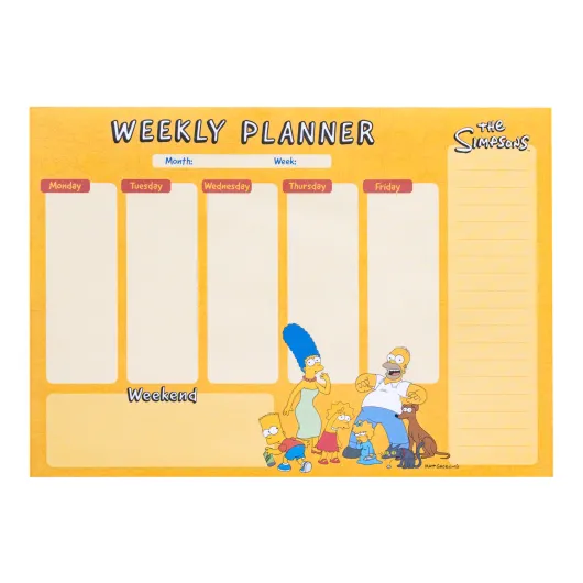 BLOC PLANIFICATEUR HEBDOMADAIRE A4 LES SIMPSON