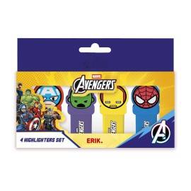SET DE 4 SURLIGNEURS AVEC TOPPER MARVEL LES AVENGERS 2