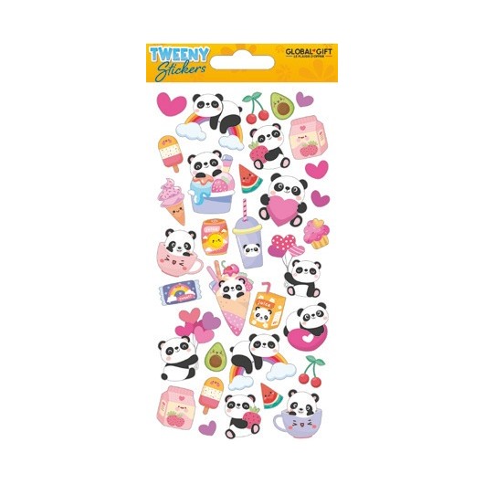 TWEENY MOUSSEUX STICKERS PANDAS AMUSANTS