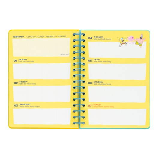 AGENDA SCOLAIRE 2026/2027 SEMAINIER A5 12 MOIS BOB L'EPONGE