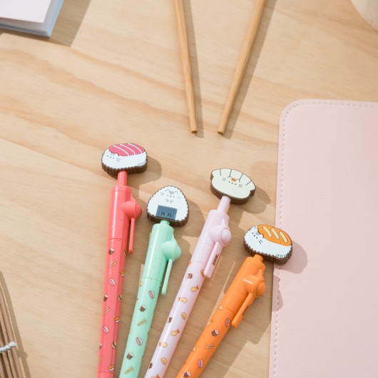 LOT DE 20 STYLOS À EMBOUT ROTATIF PUSHEEN SUSHI ROLL