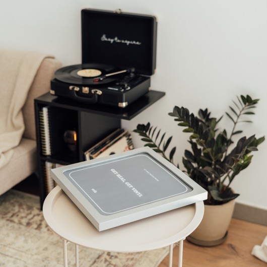 CADRE POUR VINYLES PREMIUM 32X32 CM MDF ARGENT