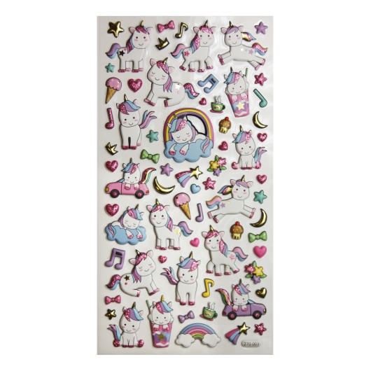 STICKERS TWEENY FOAMY LICORNES PAILLETTES