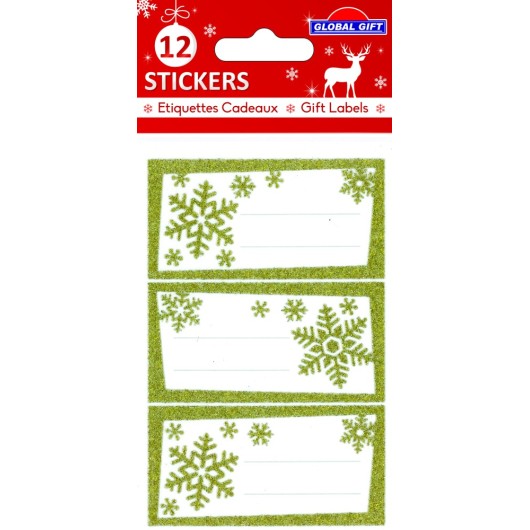 ÉTIQUETTES NOËL FLOCONS DORÉS