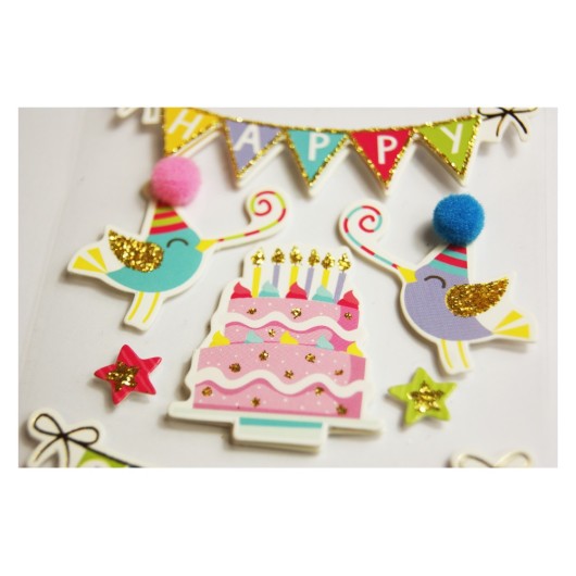 STICKERS SCENY SCRAP & DÉCO HAPPY BIRTHDAY RELIEF