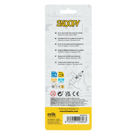 STYLO 3D 10 COULEURS SNOOPY LAZY DAYS