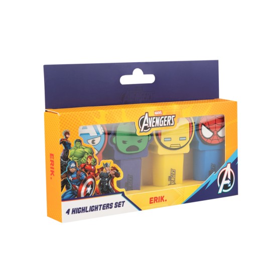 SET DE 4 SURLIGNEURS AVEC TOPPER MARVEL LES AVENGERS