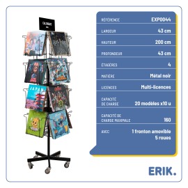 PRÉSENTOIR ROTATIF 4 FACES CALENDRIERS C-16 NOIR (SANS MARCHANDISE) 2