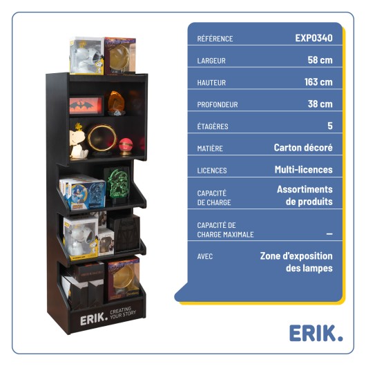 EXPOSANT 5 ETAGERES LAMPES NOIR ERIK SANS MARCHANDISE