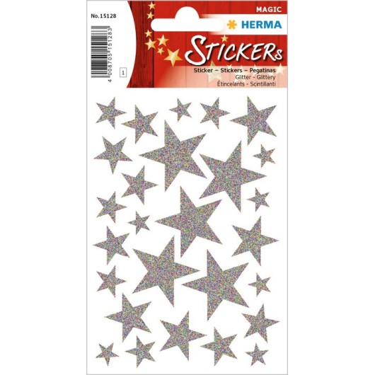 PEGATINAS MAGIC ESTRELLAS PLATEADAS GLITTER