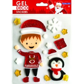 ADESIVI GEL DECO NATALE BIMBO E PINGUINO
