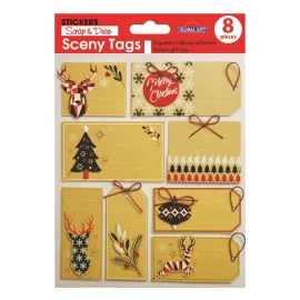 ADESIVI SCENY TAG NATALE STILE SCANDINAVO KRAFT