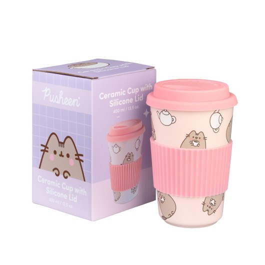 BICCHIERE DI CERAMICA CON TAPPO PUSHEEN MOMENTS