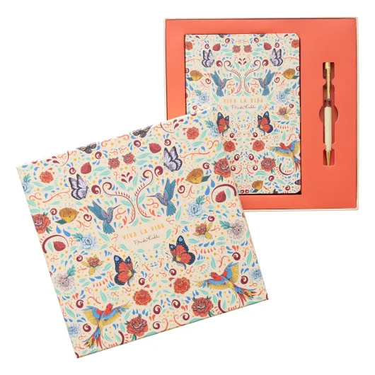 SET QUADERNO PREMIUM A5 CON PENNA FRIDA KAHLO VIVA LA VIDA