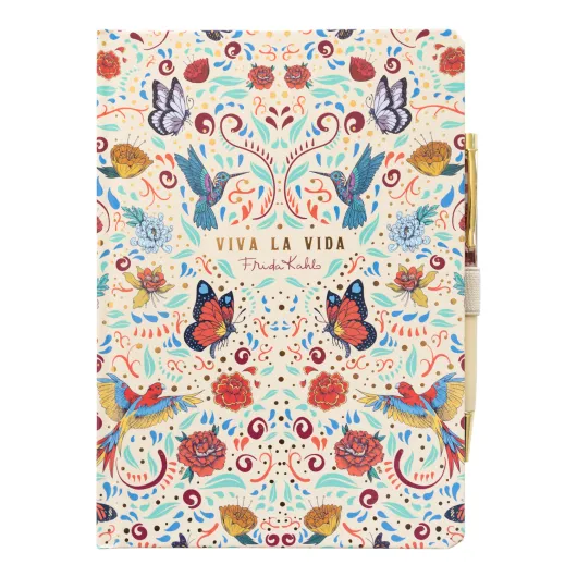 SET QUADERNO PREMIUM A5 CON PENNA FRIDA KAHLO VIVA LA VIDA