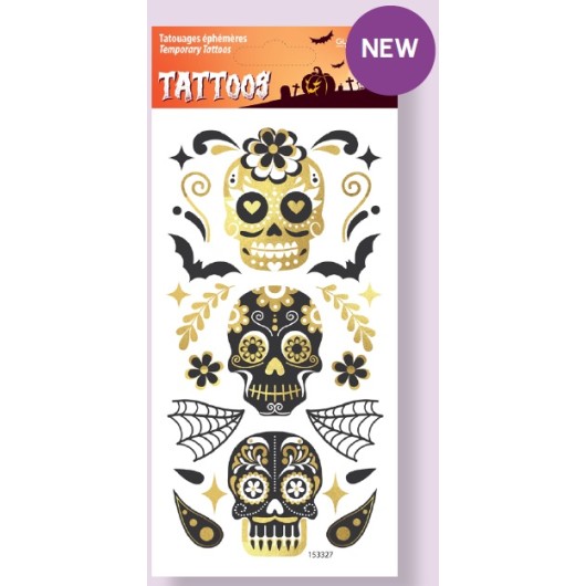 TATUAJES TEMPORALES HALLOWEEN CALAVERAS CATRINAS