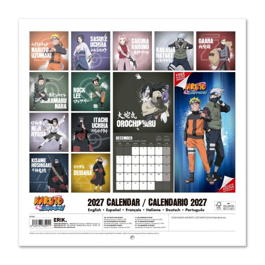 CALENDARIO 2027 30X30 NARUTO SHIPPUDEN