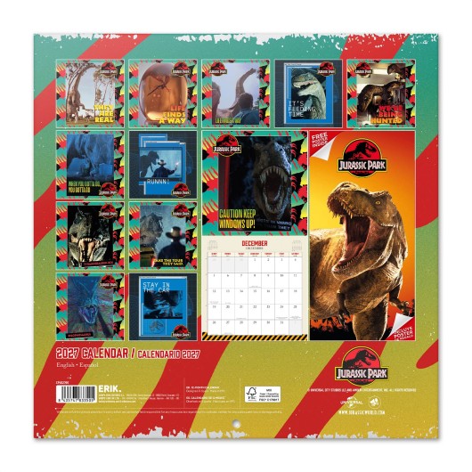 CALENDAR 2027 30X30 JURASSIC PARK USA