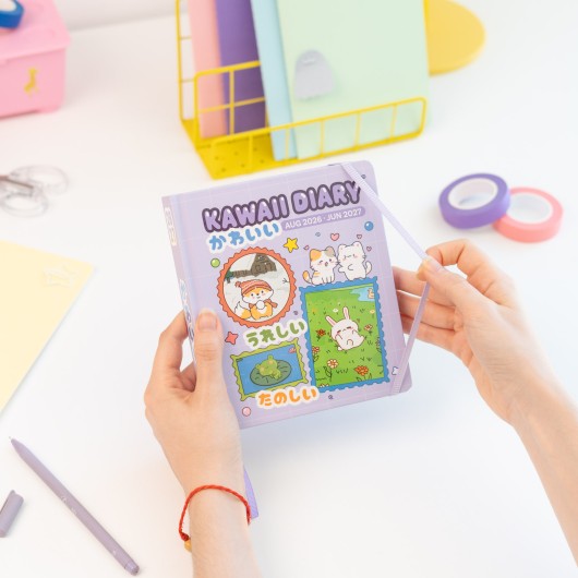 DIARIO SCOLASTICO GIORNALIERO 2026/2027 TAGLIA M RILEGATURA CUCITA 11 MESI KAWAII