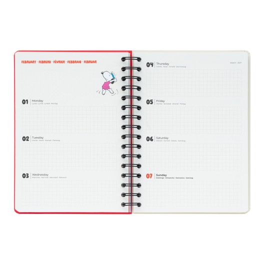 DIARIO SCOLASTICO SETTIMANALE 2026/2027 FORMATO A5 12 MESI SNOOPY