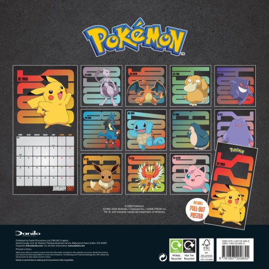 CALENDARIO 2027 30X30 POKÉMON